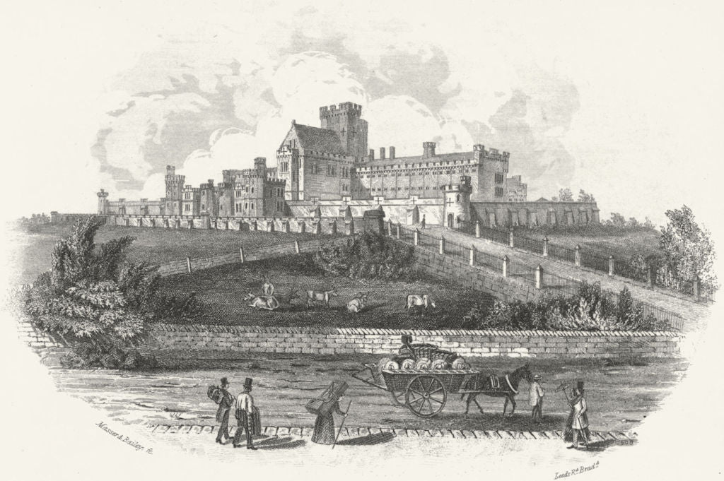 YORKS. NW Leeds new Jail c1855 old antique vintage print picture